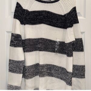 Classic Black and White Striped Men's Sweater